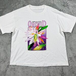 Vintage‎ Orchid Brand Flower Graphic Tee White Purple Pink XL